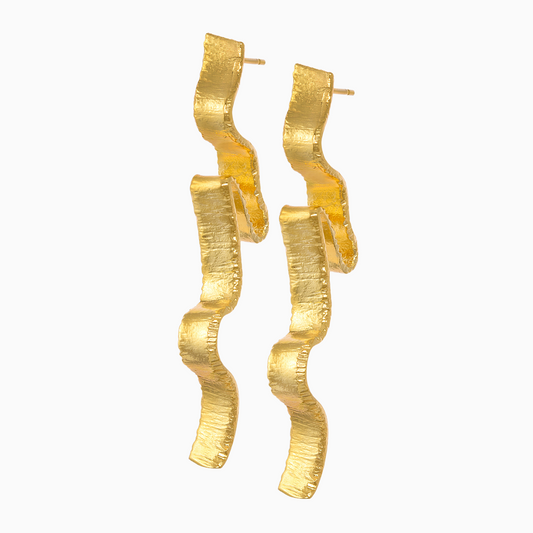 NORIDU Jewelry Volcanoes Statement gold plated earrings  - Greek Jewellery Designer